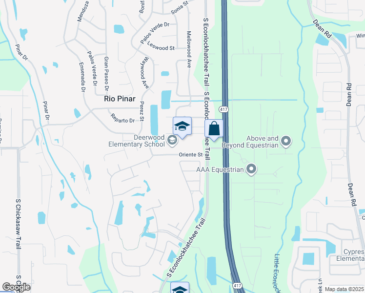 map of restaurants, bars, coffee shops, grocery stores, and more near 1356 South Econlockhatchee Trail in Orlando
