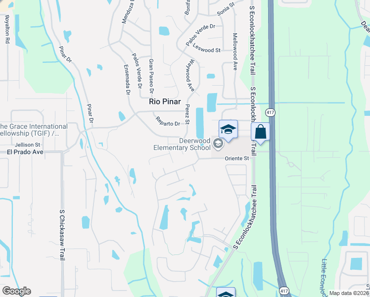 map of restaurants, bars, coffee shops, grocery stores, and more near 1609 Ensenada Drive in Orlando