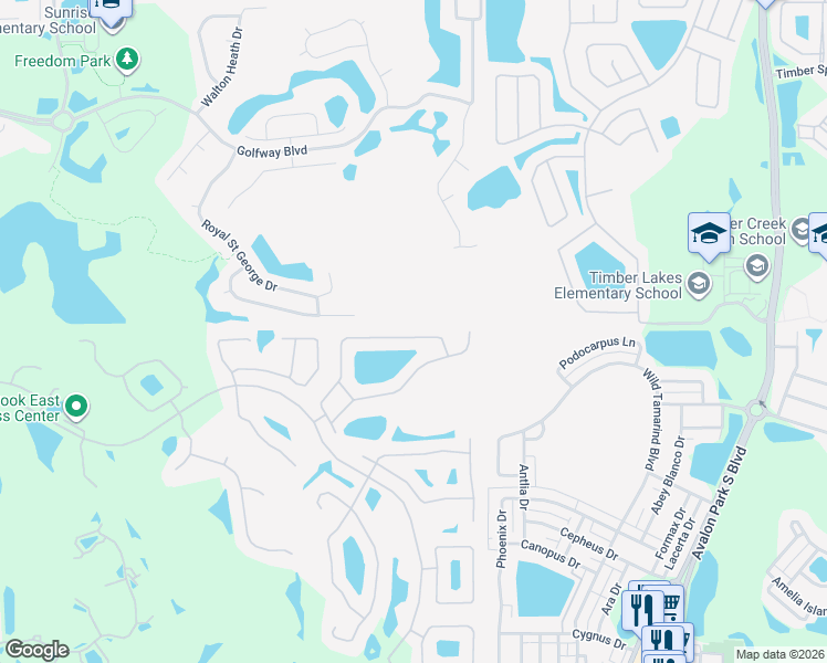 map of restaurants, bars, coffee shops, grocery stores, and more near 14909 Yorkshire Run Drive in Orlando