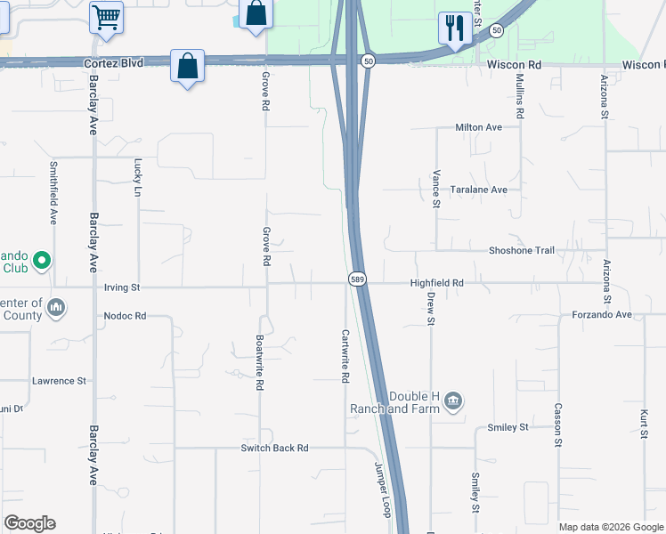 map of restaurants, bars, coffee shops, grocery stores, and more near 15073 Highfield Road in Brooksville