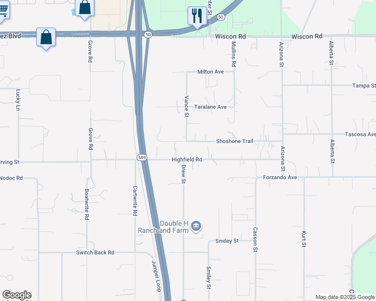 map of restaurants, bars, coffee shops, grocery stores, and more near 15257 Highfield Road in Brooksville