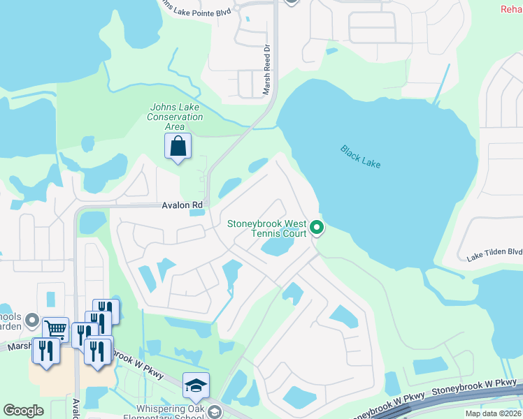 map of restaurants, bars, coffee shops, grocery stores, and more near 15057 Masthead Landing Circle in Winter Garden