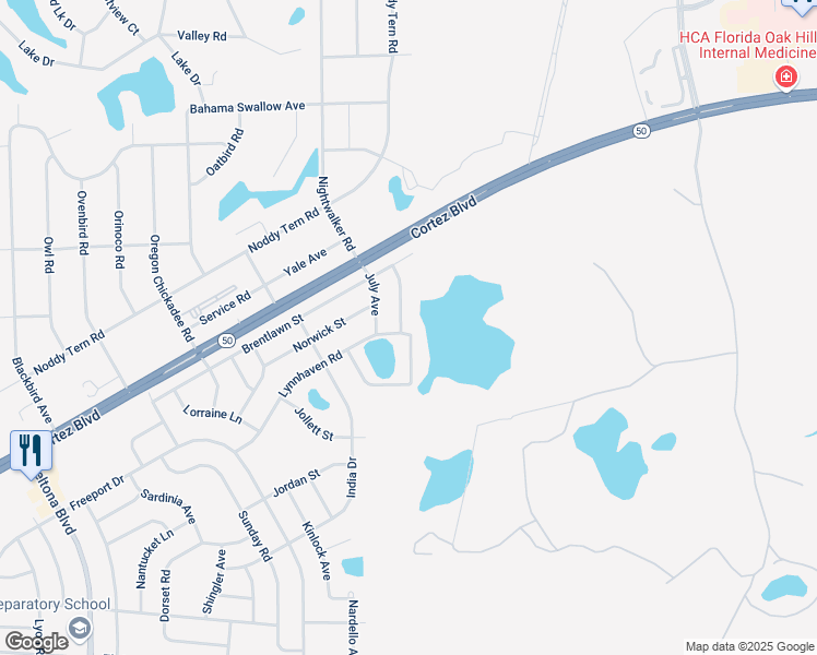 map of restaurants, bars, coffee shops, grocery stores, and more near 10365 Lynnhaven Road in Spring Hill