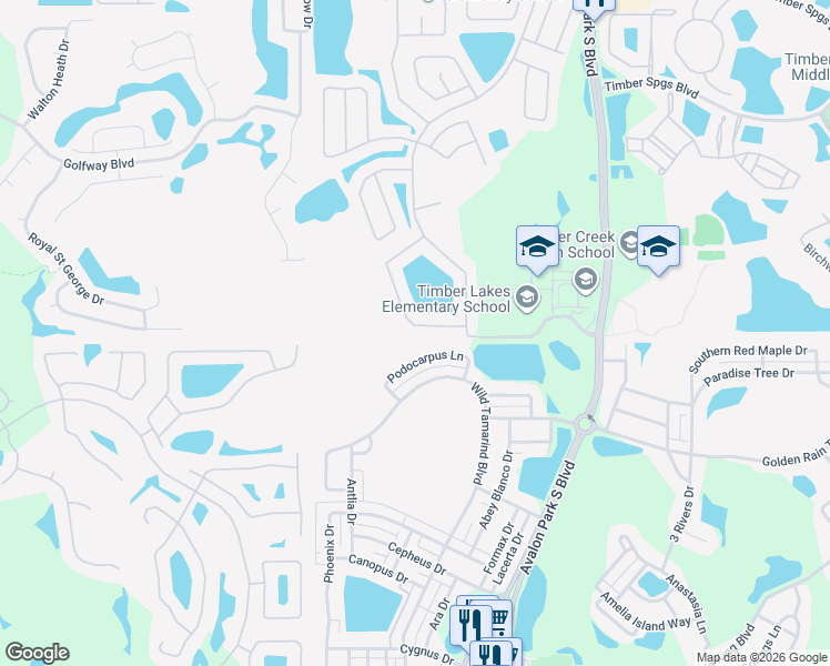 map of restaurants, bars, coffee shops, grocery stores, and more near 13814 Mirror Lake Drive in Orlando