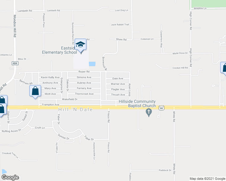 map of restaurants, bars, coffee shops, grocery stores, and more near 27278 Flagler Avenue in Brooksville