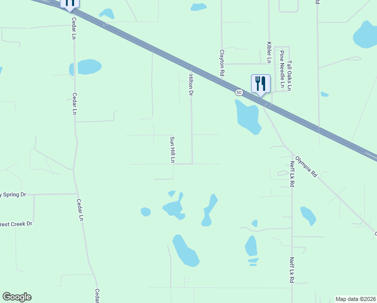 map of restaurants, bars, coffee shops, grocery stores, and more near 6362 Sun Hill Lane in Brooksville