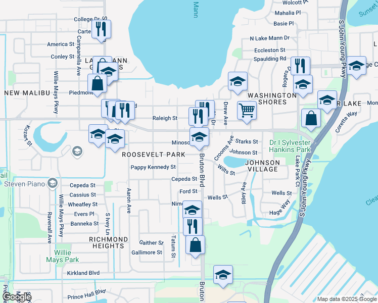 map of restaurants, bars, coffee shops, grocery stores, and more near 4057 Booker Street in Orlando