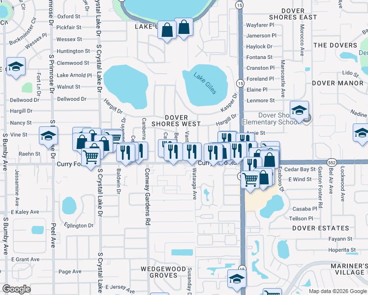 map of restaurants, bars, coffee shops, grocery stores, and more near 1400 Vantage Drive in Orlando