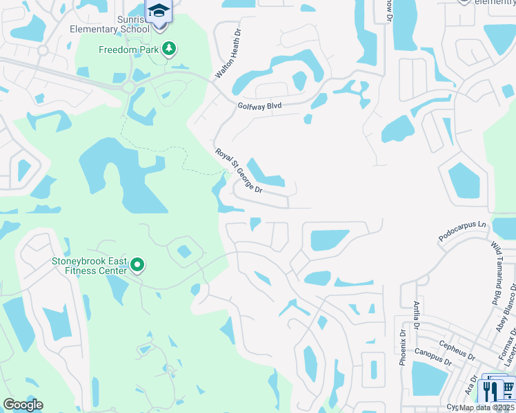 map of restaurants, bars, coffee shops, grocery stores, and more near 14532 Saint George's Hill Drive in Orlando