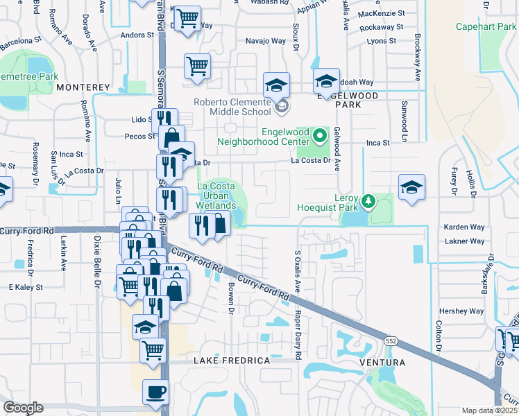 map of restaurants, bars, coffee shops, grocery stores, and more near 1525 Candlewyck Dr in Orlando