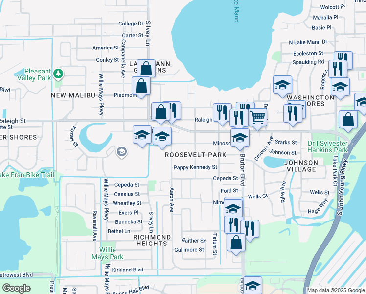 map of restaurants, bars, coffee shops, grocery stores, and more near 4293 Booker Street in Orlando