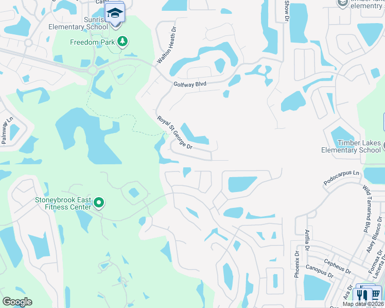 map of restaurants, bars, coffee shops, grocery stores, and more near 14532 Saint George's Hill Drive in Orlando