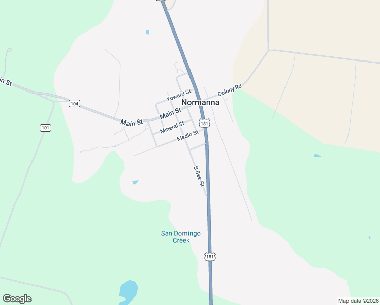 map of restaurants, bars, coffee shops, grocery stores, and more near South Bee Street in Normanna