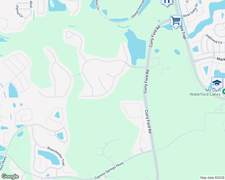 map of restaurants, bars, coffee shops, grocery stores, and more near 1639 Balsam Willow Trail in Orlando