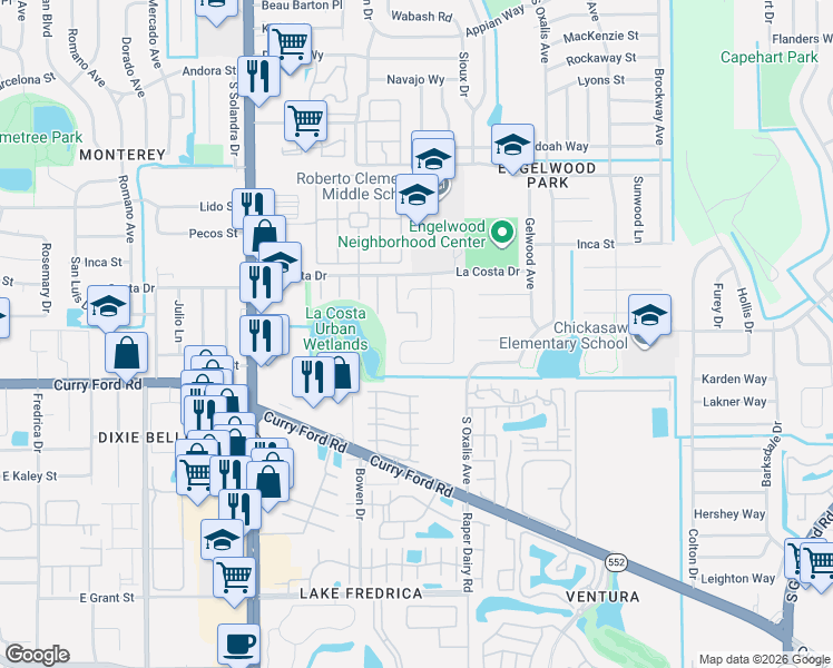 map of restaurants, bars, coffee shops, grocery stores, and more near 1488 Candlewyck Drive in Orlando