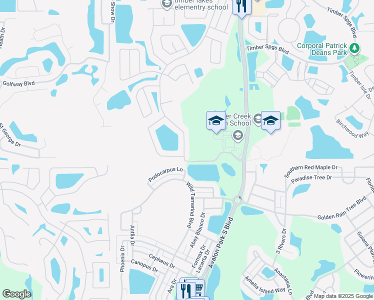 map of restaurants, bars, coffee shops, grocery stores, and more near 1921 Crown Hill Boulevard in Orlando