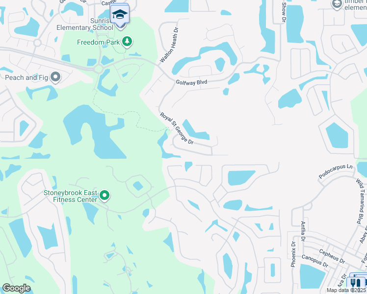 map of restaurants, bars, coffee shops, grocery stores, and more near 14532 Saint George's Hill Drive in Orlando