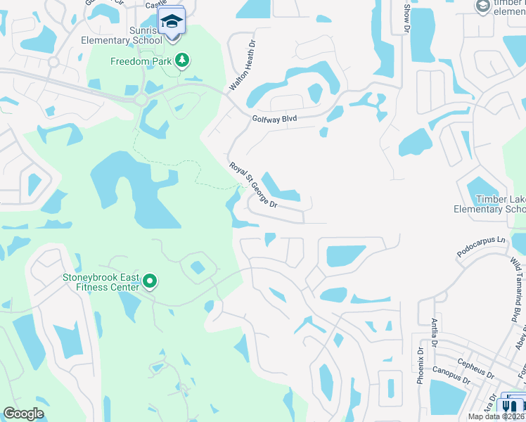 map of restaurants, bars, coffee shops, grocery stores, and more near 14532 Saint George's Hill Drive in Orlando