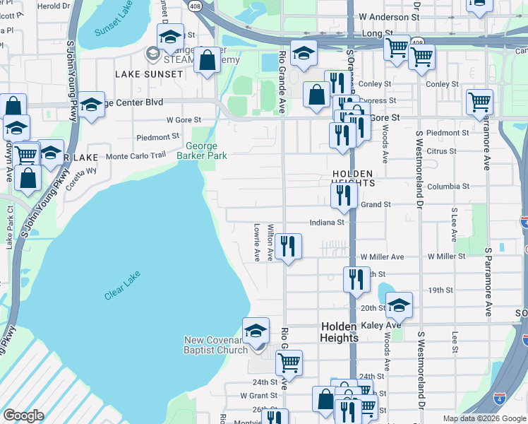 map of restaurants, bars, coffee shops, grocery stores, and more near 1401 Wilton Avenue in Orlando