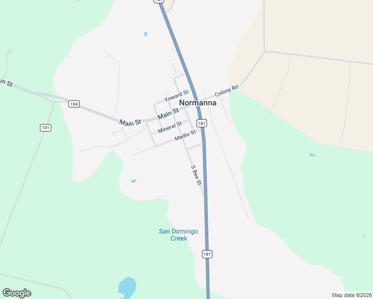 map of restaurants, bars, coffee shops, grocery stores, and more near South Bee Street in Normanna