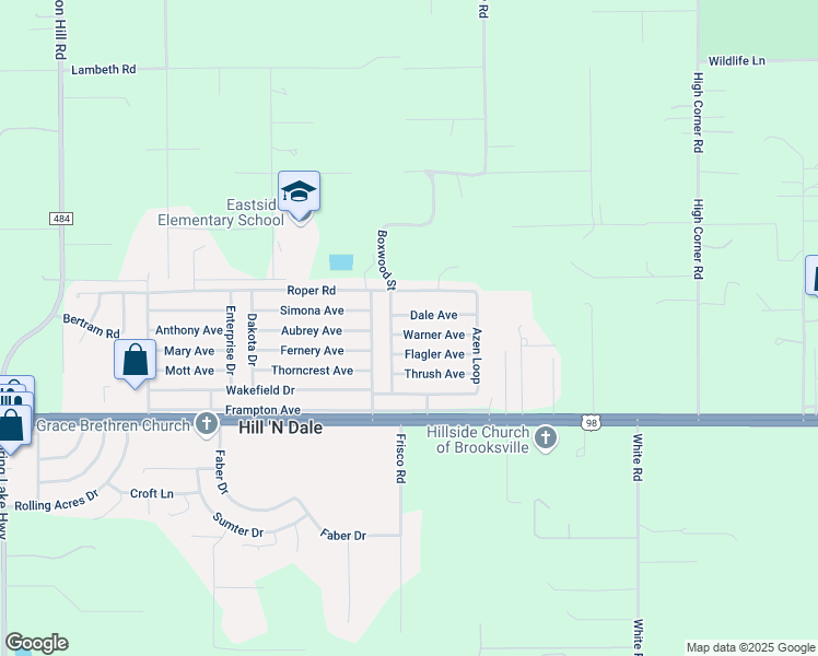 map of restaurants, bars, coffee shops, grocery stores, and more near 27279 Dale Avenue in Brooksville