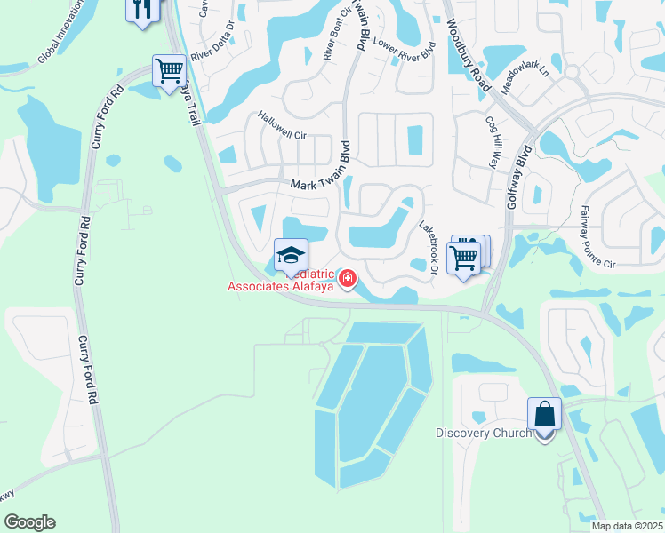 map of restaurants, bars, coffee shops, grocery stores, and more near 1301 Lochbreeze Way in Orlando
