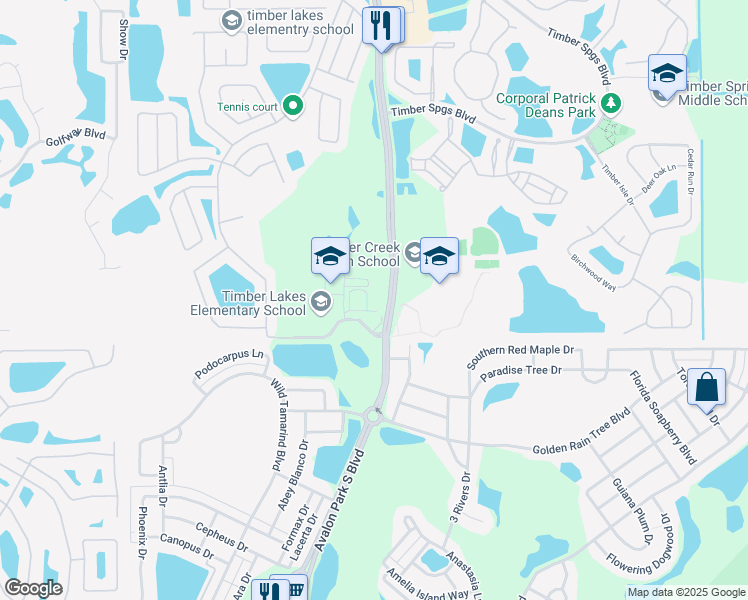 map of restaurants, bars, coffee shops, grocery stores, and more near 1001 Avalon Park Blvd in Orlando