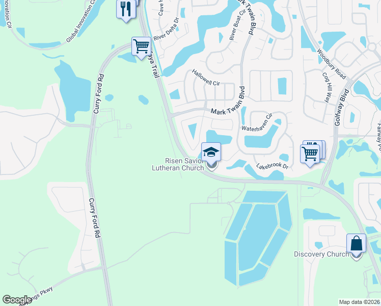 map of restaurants, bars, coffee shops, grocery stores, and more near 1216 Ballyshannon Parkway in Orlando