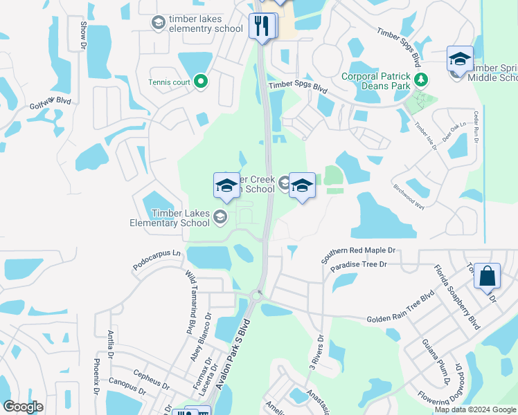 map of restaurants, bars, coffee shops, grocery stores, and more near 2201 Crown Hill Boulevard in Orlando