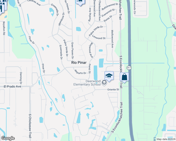 map of restaurants, bars, coffee shops, grocery stores, and more near 1519 Perez Street in Orlando