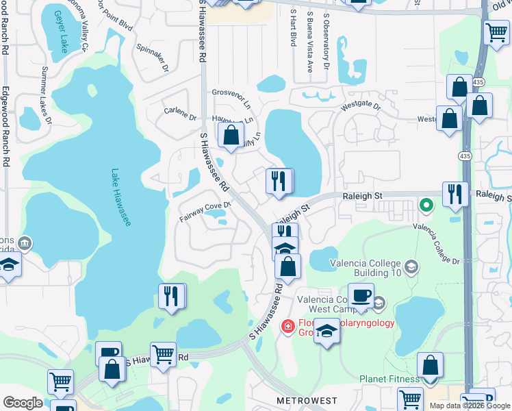 map of restaurants, bars, coffee shops, grocery stores, and more near 1089 South Hiawassee Road in Orlando