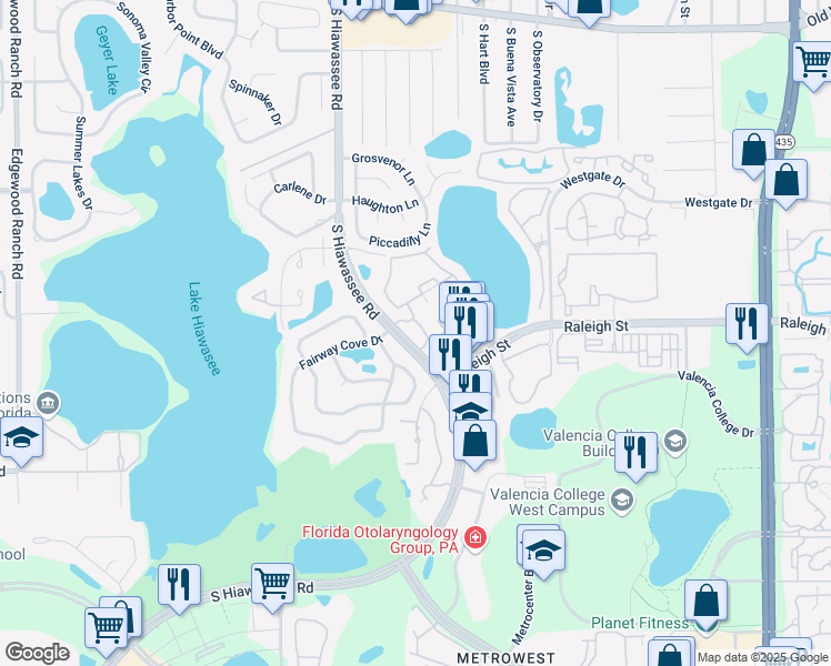 map of restaurants, bars, coffee shops, grocery stores, and more near 1089 South Hiawassee Road in Orlando