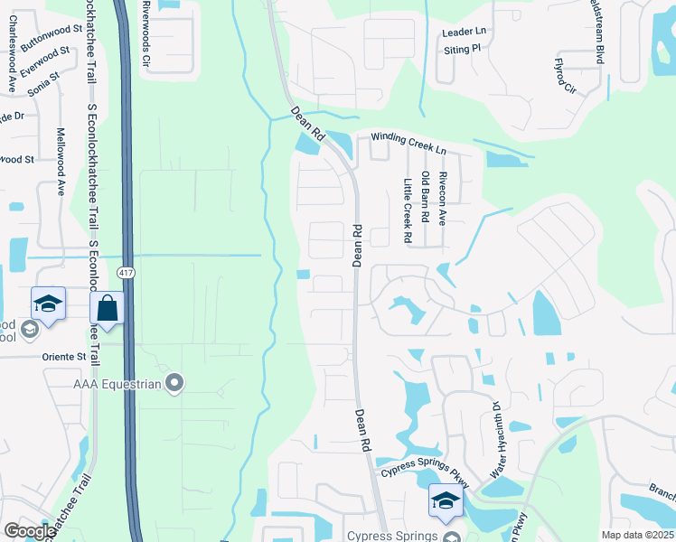 map of restaurants, bars, coffee shops, grocery stores, and more near 10027 Creekwater Boulevard in Orlando