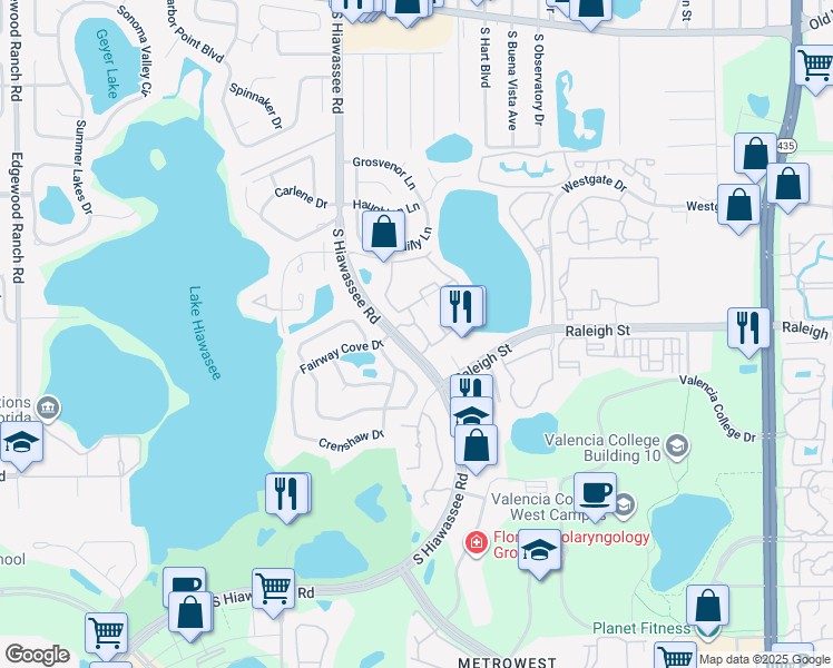 map of restaurants, bars, coffee shops, grocery stores, and more near 1089 South Hiawassee Road in Orlando