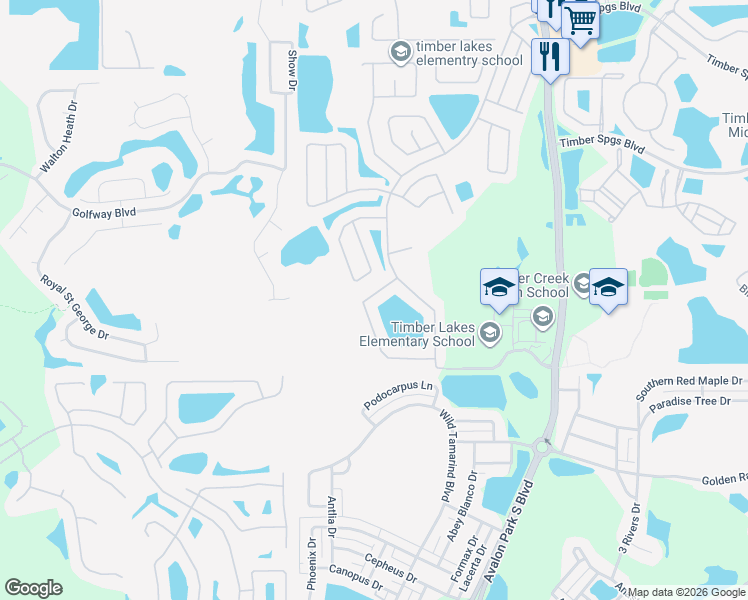 map of restaurants, bars, coffee shops, grocery stores, and more near 13555 Mirror Lake Drive in Orlando