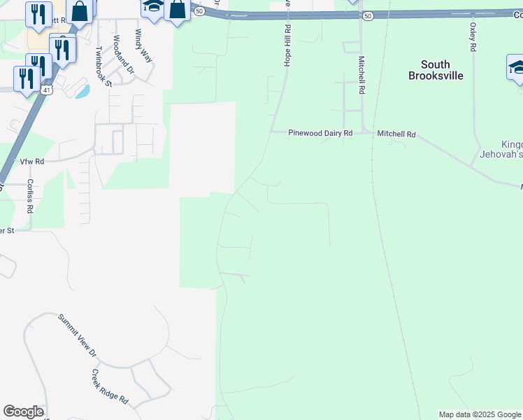 map of restaurants, bars, coffee shops, grocery stores, and more near 20365 Woodside Street in Brooksville