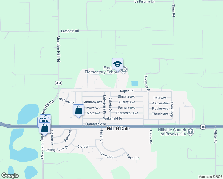 map of restaurants, bars, coffee shops, grocery stores, and more near 6401 Sunnyside Ranch Road in Brooksville