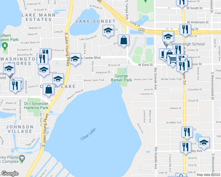 map of restaurants, bars, coffee shops, grocery stores, and more near 2130 Monte Carlo Trail in Orlando