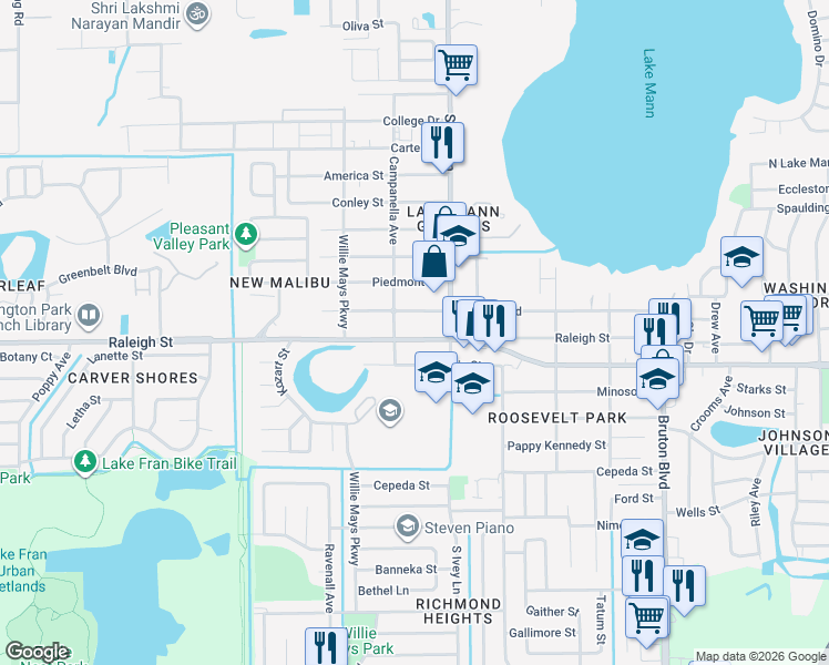 map of restaurants, bars, coffee shops, grocery stores, and more near 4410 Lenox Boulevard in Orlando