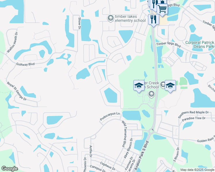 map of restaurants, bars, coffee shops, grocery stores, and more near 13525 Mirror Lake Drive in Orlando