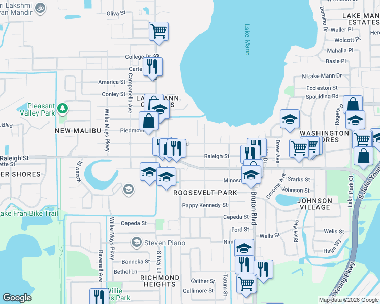 map of restaurants, bars, coffee shops, grocery stores, and more near 4240 Lenox Boulevard in Orlando