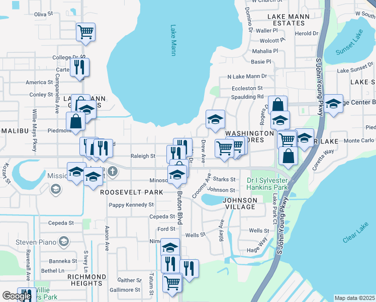 map of restaurants, bars, coffee shops, grocery stores, and more near 1033 Henton Lane in Orlando