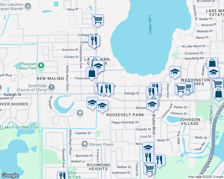 map of restaurants, bars, coffee shops, grocery stores, and more near 4240 Lenox Boulevard in Orlando