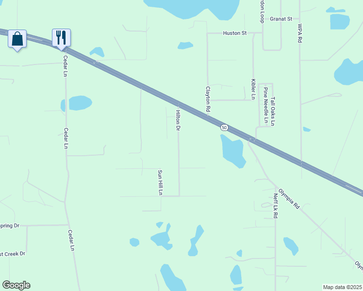 map of restaurants, bars, coffee shops, grocery stores, and more near 7032 Hilton Drive in Brooksville