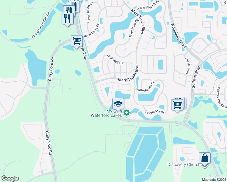 map of restaurants, bars, coffee shops, grocery stores, and more near 1330 Ballyshannon Parkway in Orlando