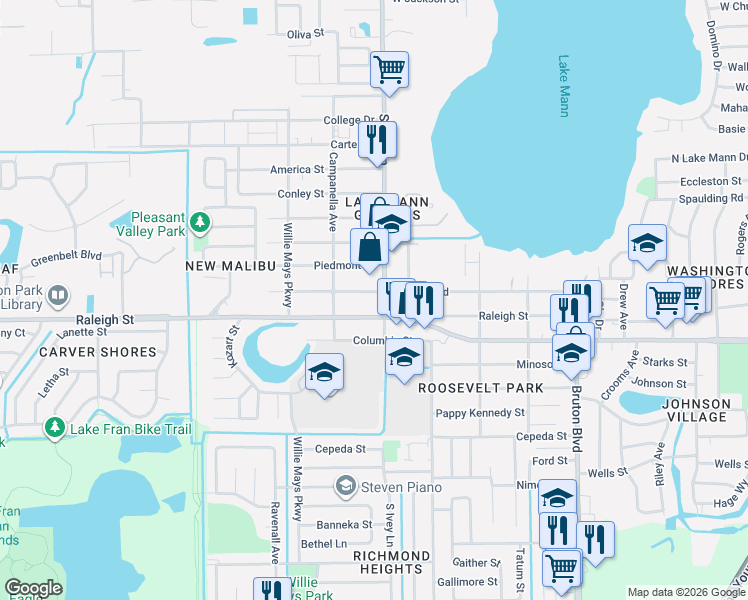 map of restaurants, bars, coffee shops, grocery stores, and more near 4410 Lenox Boulevard in Orlando