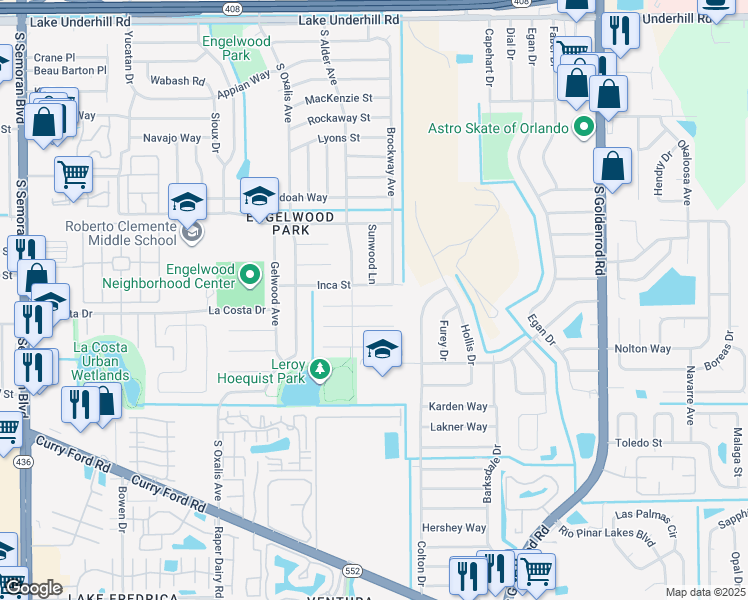 map of restaurants, bars, coffee shops, grocery stores, and more near 6457 Mainsail Ct in Orlando