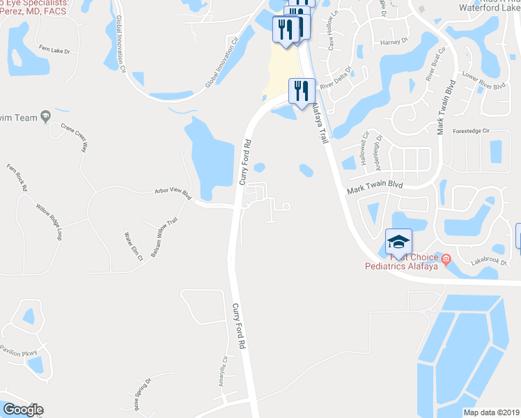 map of restaurants, bars, coffee shops, grocery stores, and more near 11802 Meadow Branch Drive in Orlando