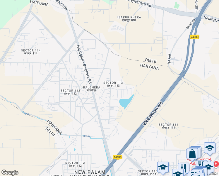 map of restaurants, bars, coffee shops, grocery stores, and more near in Gurugram