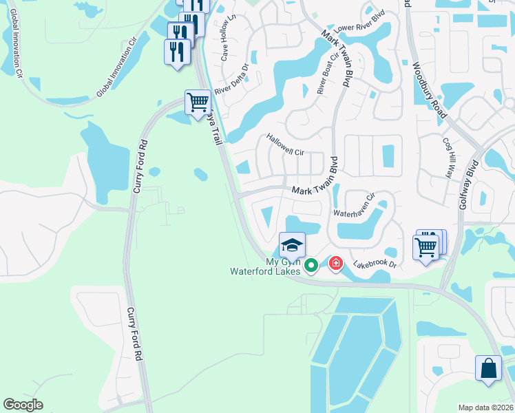 map of restaurants, bars, coffee shops, grocery stores, and more near 1115 Ballyshannon Parkway in Orlando